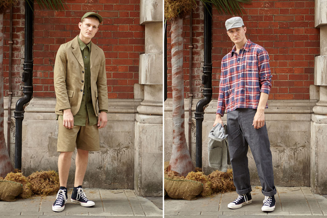 Nigel-Cabourn-6Spring-Summer-17-Desert-Rats-Shorts-Blue-Red-Shirt